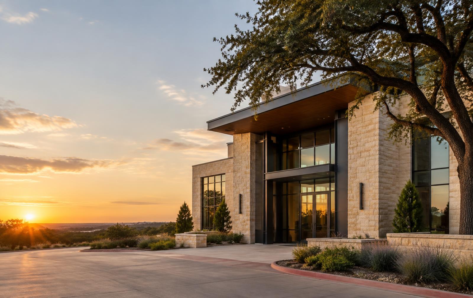 Texas legal office at sunset